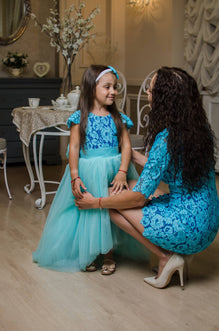 Teal Mother daughter matching lace ...